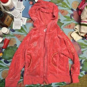 Girls Just Friends Velvet Coral Hoodie